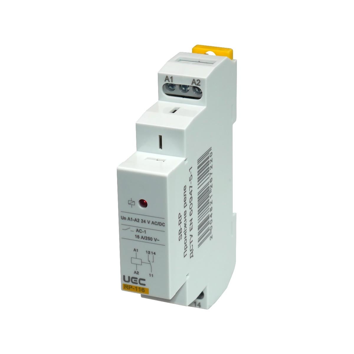 Реле проміжне UEC RP-116 16А 1 контакт AC/DC 24V (SB-RP-116-ACDC24V)
