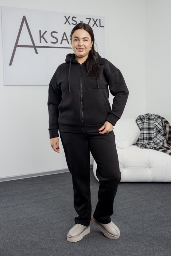 Спортивный костюм женский AKSAN зимний байковый двойка 2XL Черный (25.2493_black_50(2XL))