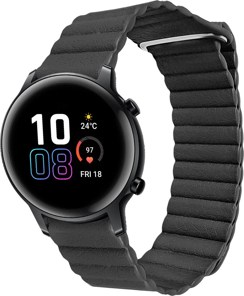 Ремінець шкіряний Genis для Honor Magic Watch 2 42 мм Black (26509-2B)