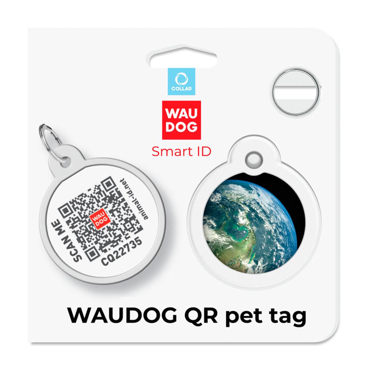 Адресник металлический для собак и кошек Waudog Smart ID Земля с QR паспортом круг 30 мм (230-4029 Col) - фото 5