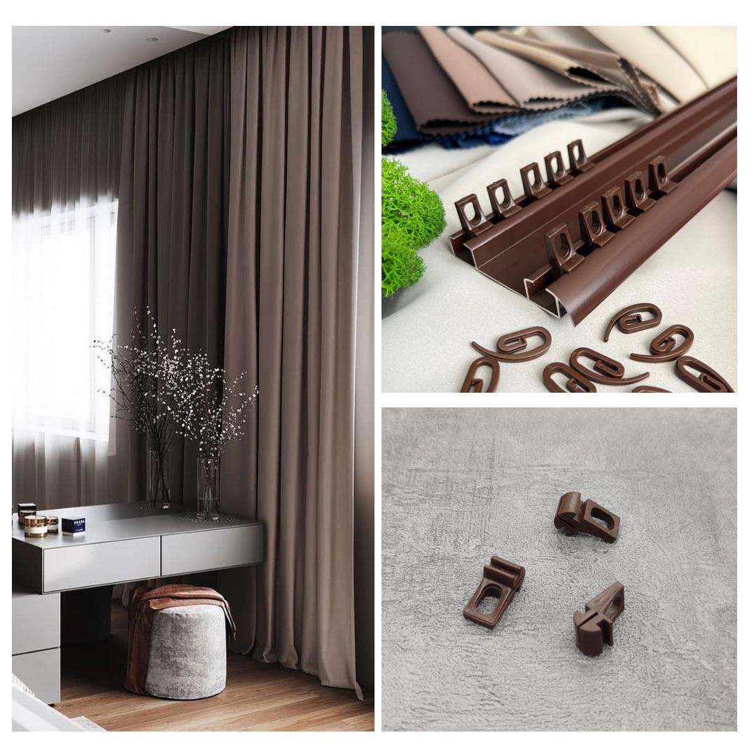 Бігунки KS для профільних карнизів Quadrum 100 шт. Коричневий - фото 3