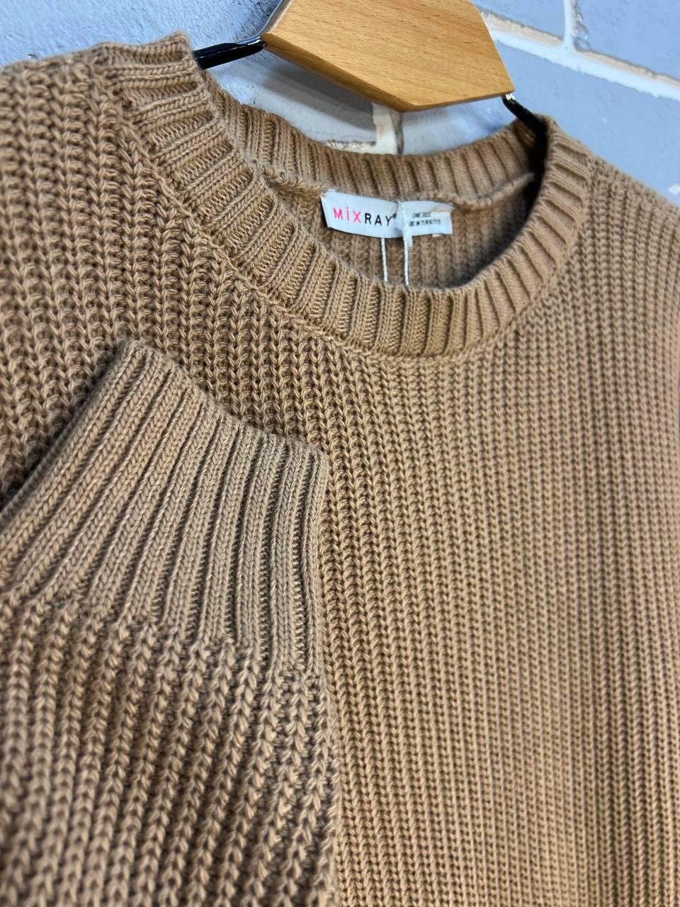 Свитер женский MIX RAY 6716 простой короткий базовый однотонный OS Бежевый (1234) - фото 5