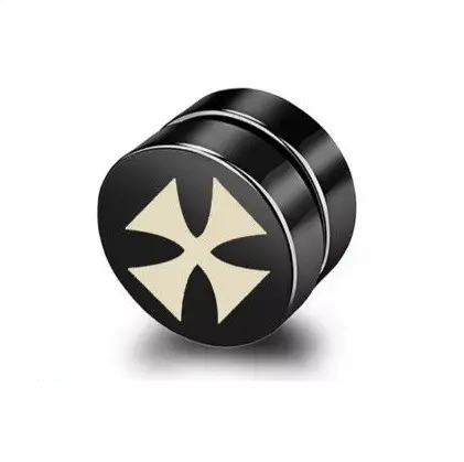 Сережки магнітні кліпси хрест тамплієрів на одне вухо Чорний (1752054373)