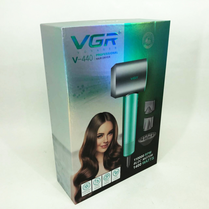 Фен для волос VGR V-440 профессиональный 1400 Вт Green (tf7291) - фото 22 Фен для волос VGR V-440 профессиональный 1400 Вт Green (tf7291) - фото 22