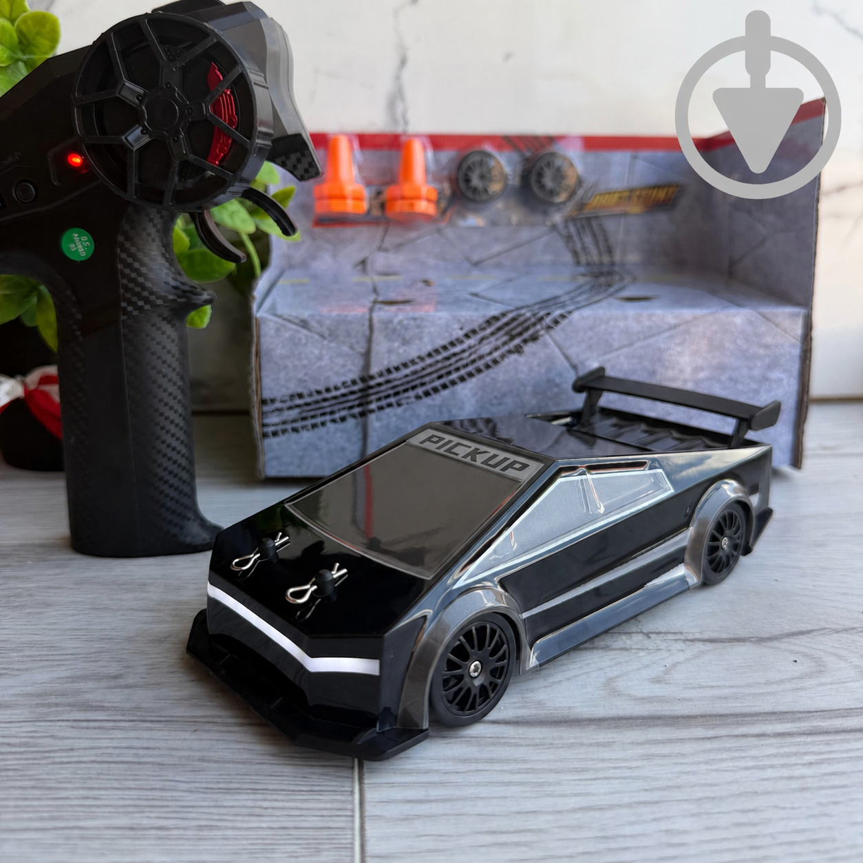 Машинка для дрифта на радиоуправлении Tesla Cybertruck 4x4 1:24 19 см Черный (35801127)
