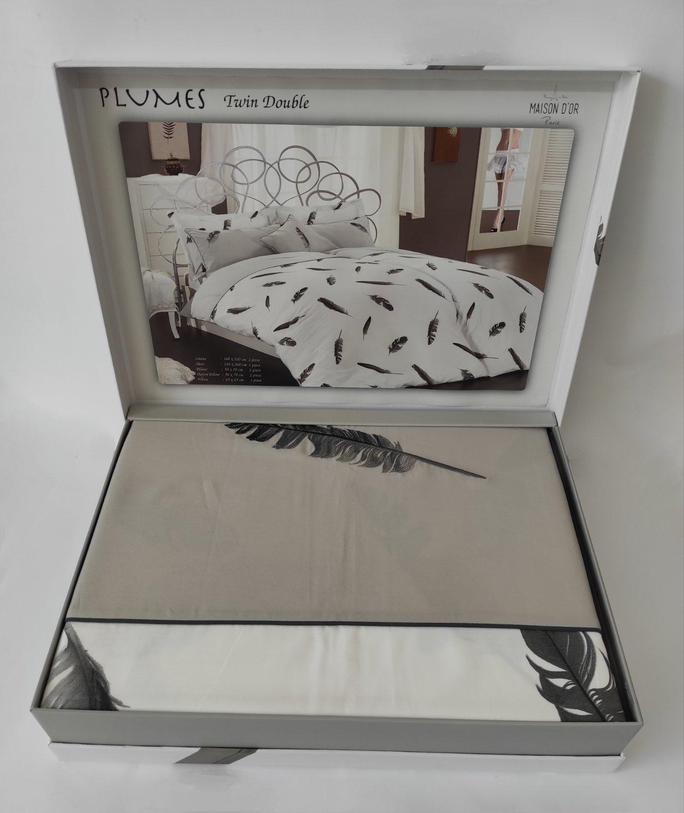 Комплект постельного белья Maison D'or семейный Plumes Grey (CN7045)