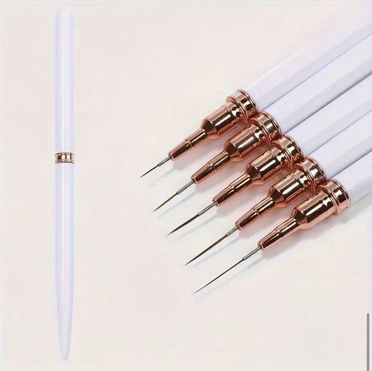 Набір кистей-лайнерів для розпису та дизайну нігтів 5 шт. Чорний - фото 2