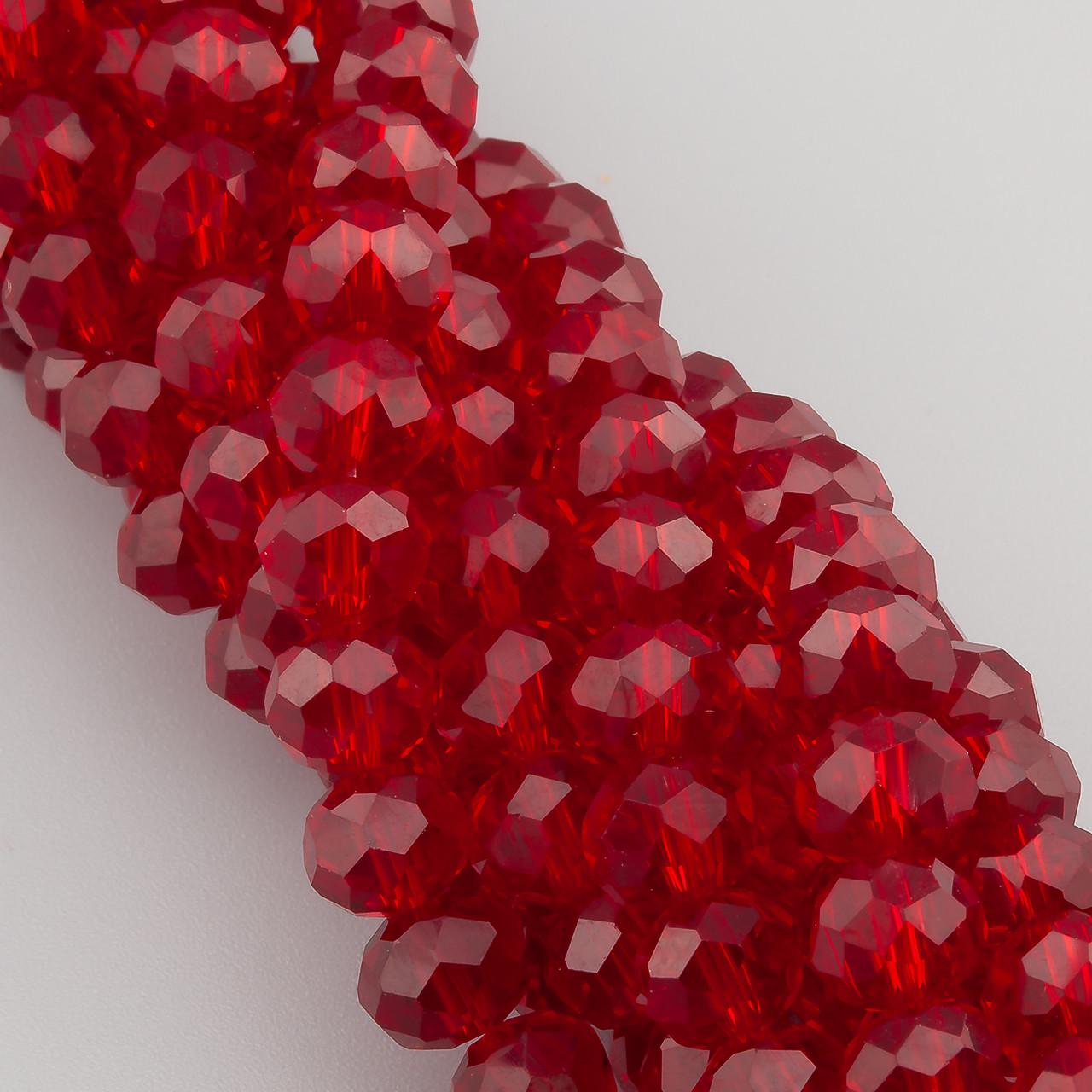 Бусины Swarovski огранка рондель 8х6 мм 42 см 65 шт. Бордовый/Прозрачный (БС8053а27)