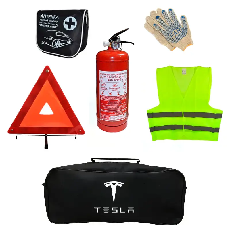 Набор автомобилиста AUTOMIX Р25 Tesla огнетушитель 2 кг/знак аварийной остановки/аптечка/жилет