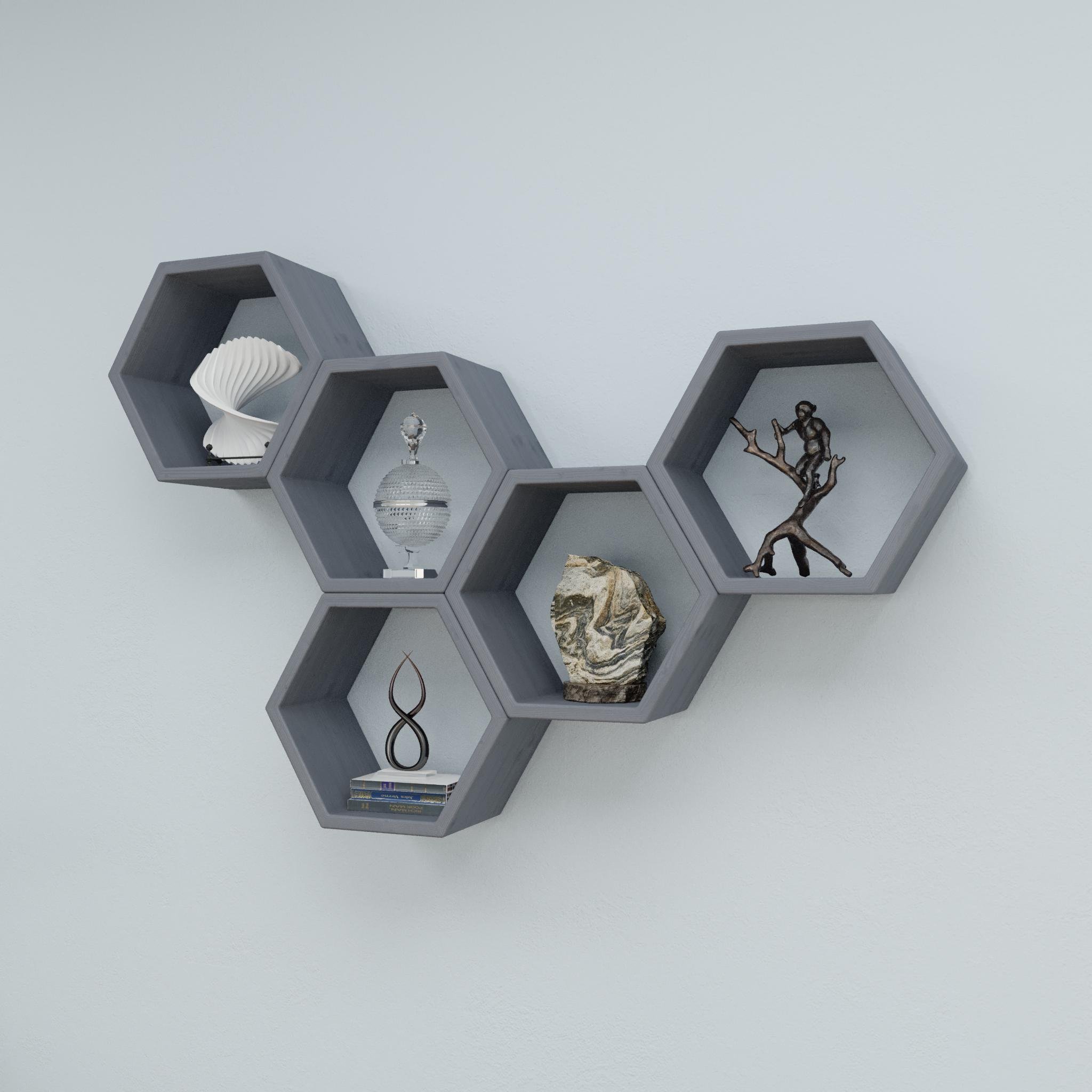 Полки соты деревянные для офиса и кафе комплект 5 шт 95х50х9 см Серый (СА-18) Полки соты деревянные для офиса и кафе комплект 5 шт 95х50х9 см Серый (СА-18)