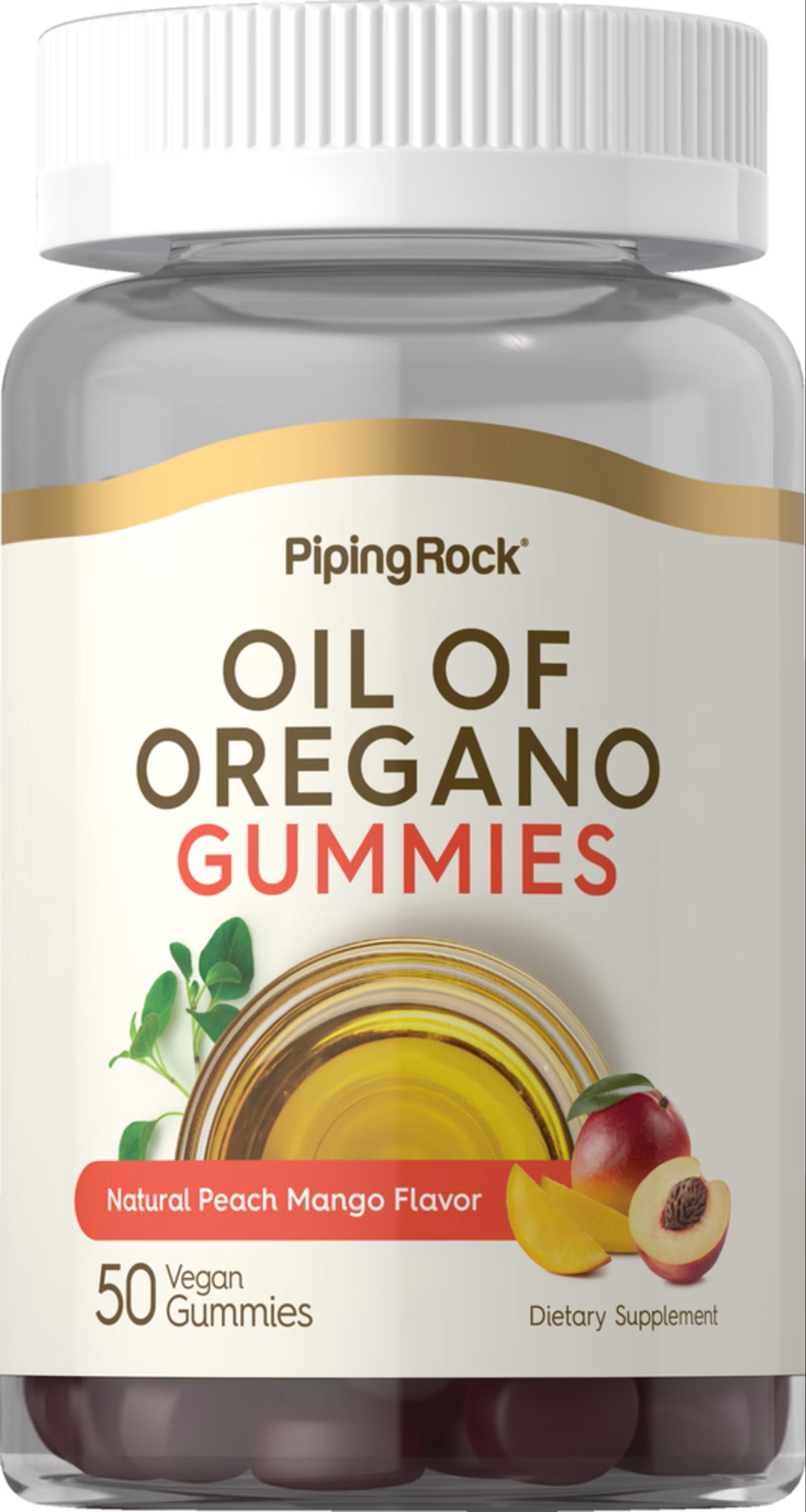Масло орегано Piping Rock Oil of Oregano Natural Peach Mango 50 Vegan Gummies