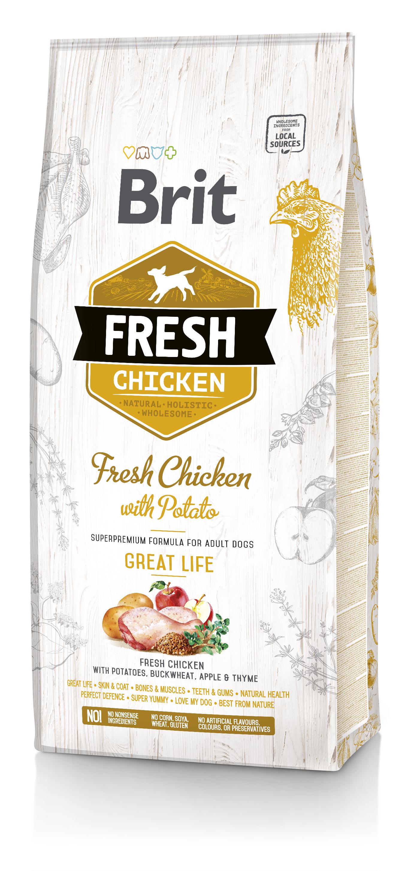 Корм сухой для собак Brit Fresh Great Life для взрослых собак с курицей и картофелем 12 кг