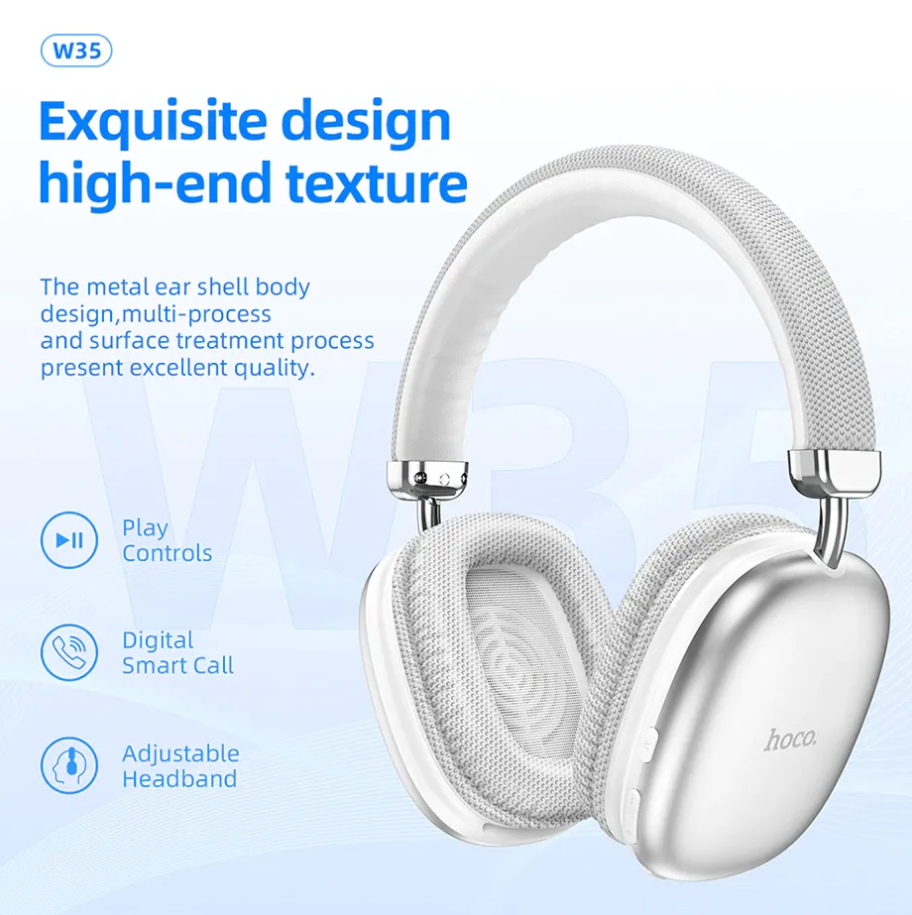 Навушники бездротові Hoco wireless headphones W35 BT5.3 AUX/TF 40h Silver - фото 9