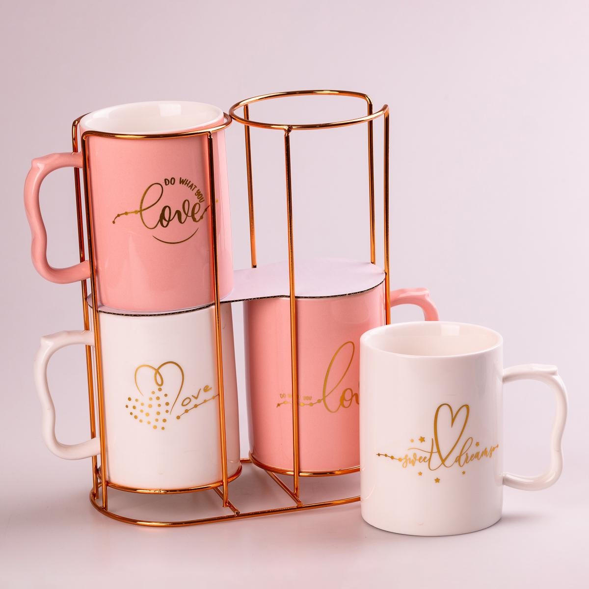 Набор керамических чашек на подставке 400мл 4 шт. (HPCYA3675) Набор керамических чашек на подставке 400мл 4 шт. (HPCYA3675)