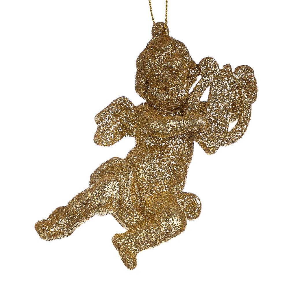 Елочная игрушка Ангел с арфой Золотой (017NZ) Елочная игрушка Ангел с арфой Золотой (017NZ)