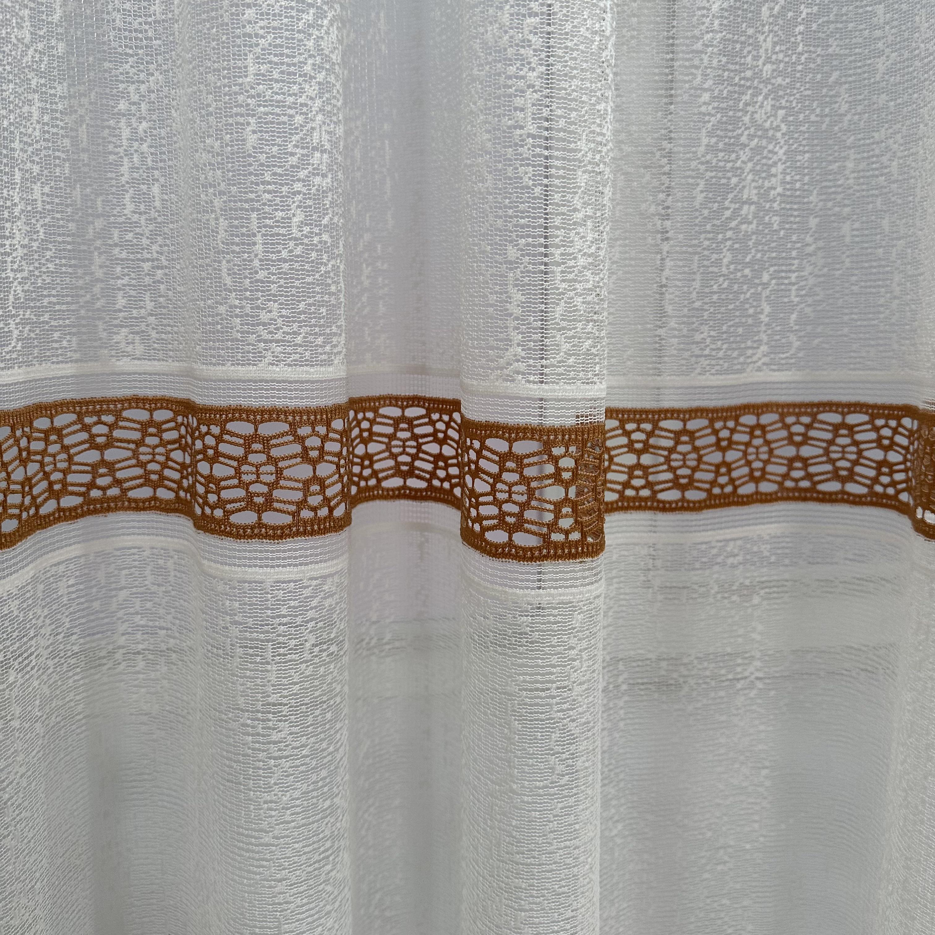 Тюль жаккард готова з візерунком 300х270 см на тасьмі 6 см 2 ряди петель Коричневий/Білий (ТПК-3) - фото 4 Тюль жаккард готова з візерунком 300х270 см на тасьмі 6 см 2 ряди петель Коричневий/Білий (ТПК-3) - фото 4