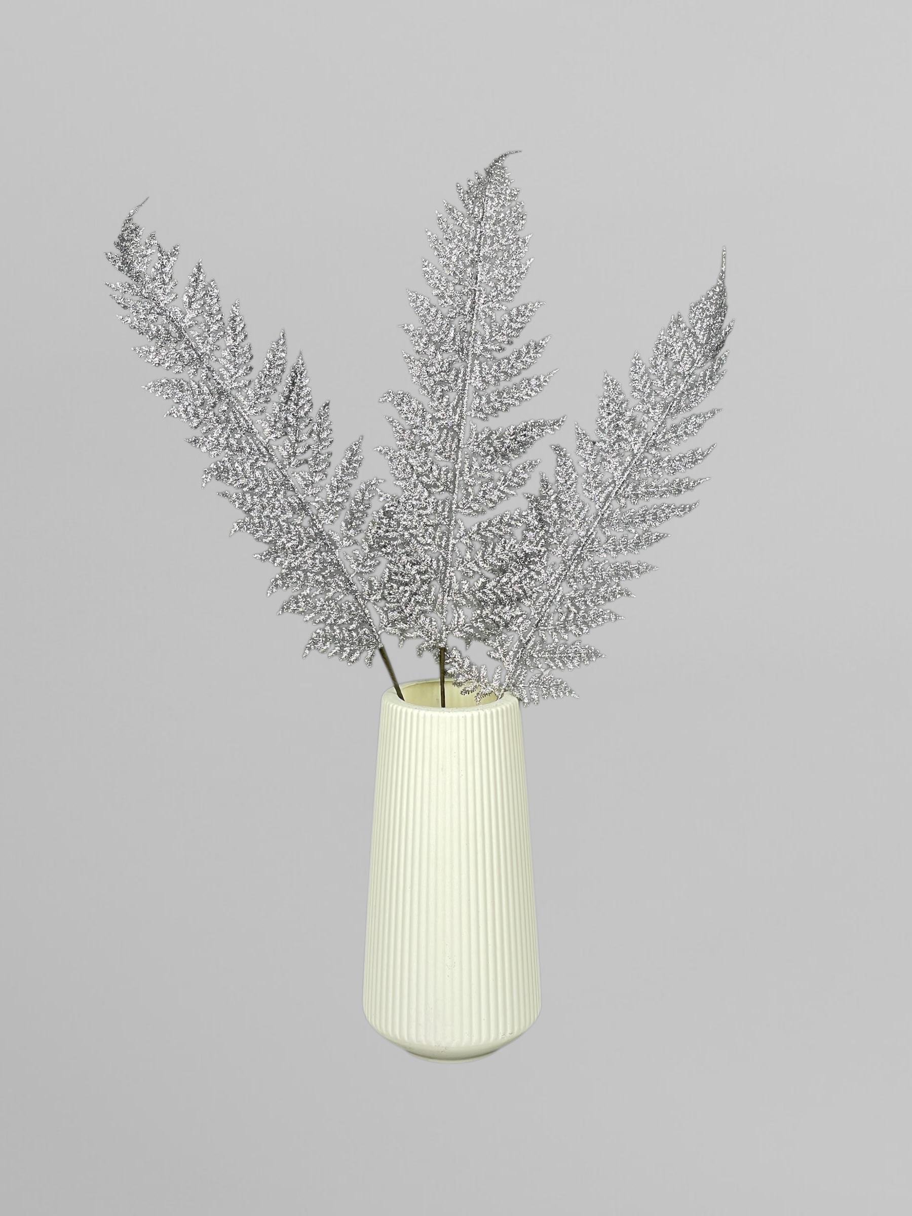 Искусственный папоротник из мягкого пластика с блестками 88 см Серебряный (Р03022) - фото 4 Искусственный папоротник из мягкого пластика с блестками 88 см Серебряный (Р03022) - фото 4