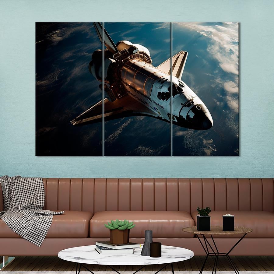 Картина космос Космический шатл на фоне планеты 128x81 см (A1284-3)