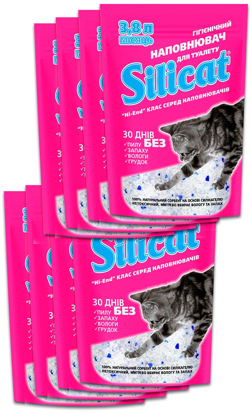 Наповнювач для котячого туалету Silicat силікагелевий 3,8 л x 8 шт.