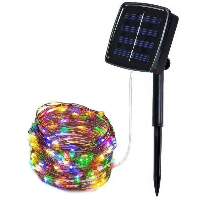 Вулична гірлянда з сонячною панеллю 10 мм 100LED RGB зарядка від сонячної енергії (opt-105139) - фото 1