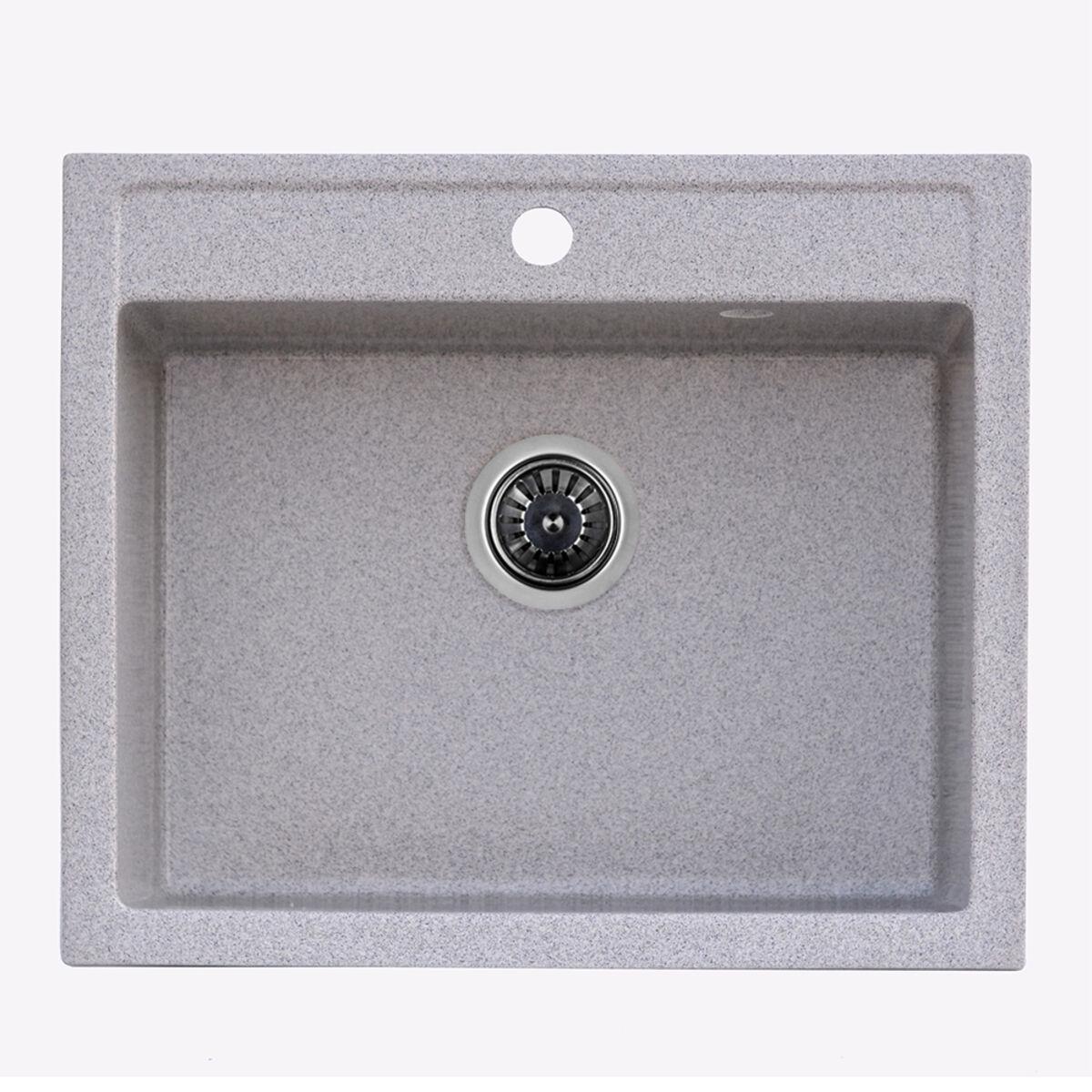 Мойка кухонная Platinum IRENA 5850 гранитная глянцевая Серый металлик (000025029)