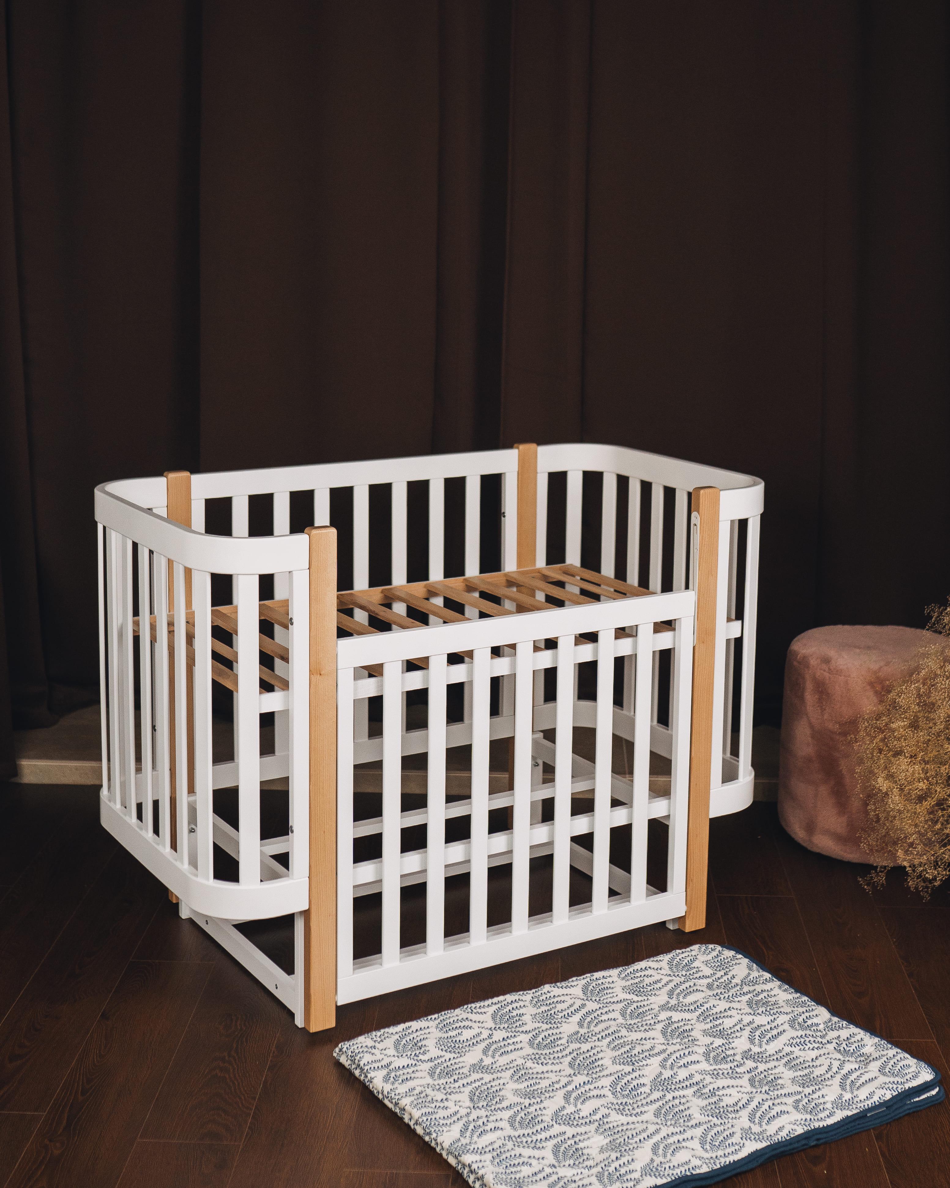 Детская кроватка Dominanta Милано с маятником и опускной боковиной Белый с натуральным (ЛД 7 БН_01) Детская кроватка Dominanta Милано с маятником и опускной боковиной Белый с натуральным (ЛД 7 БН_01)