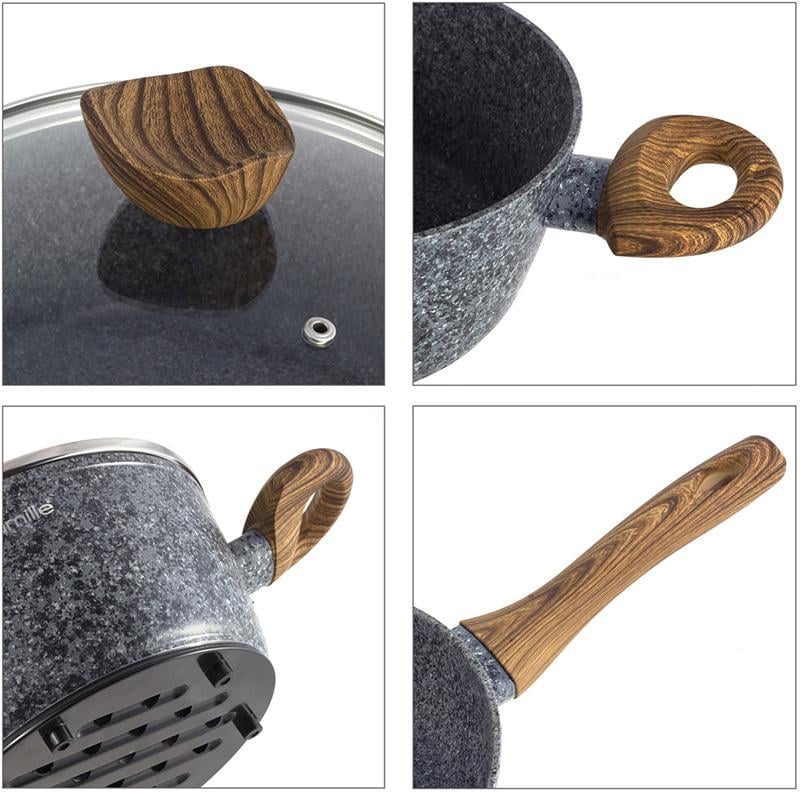 Набір кухонного посуду Kamille Grey Marble 12 пр. литий алюміній (KM-4440) - фото 5 Набір кухонного посуду Kamille Grey Marble 12 пр. литий алюміній (KM-4440) - фото 5