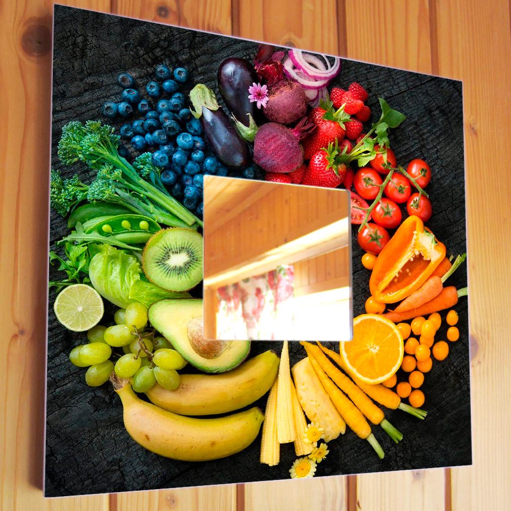 Зеркало декоративное Разноцветные овощи и фрукты 260х260 мм (M04192)