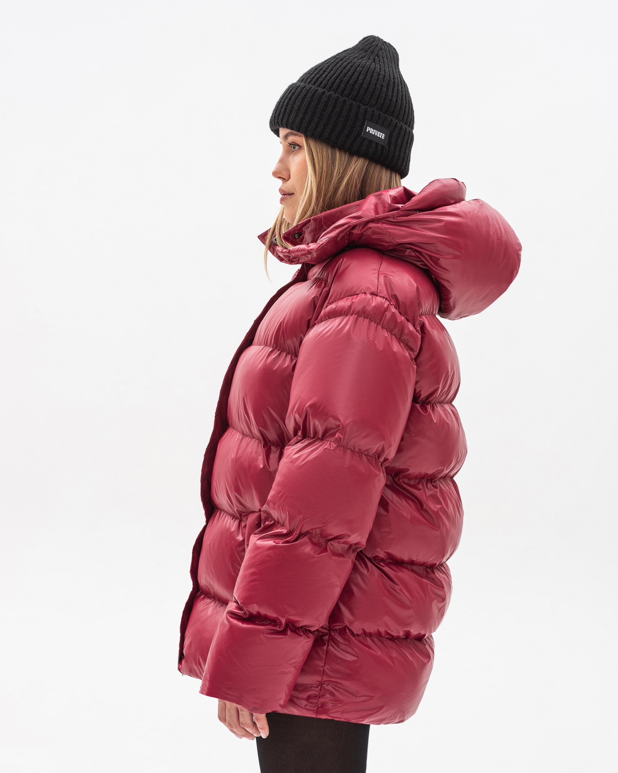 Куртка зимова жіноча ZF Inspire 2023 коротка з капюшоном і поясом L/XL Бордовий (2023-Бр-L-XL) - фото 4