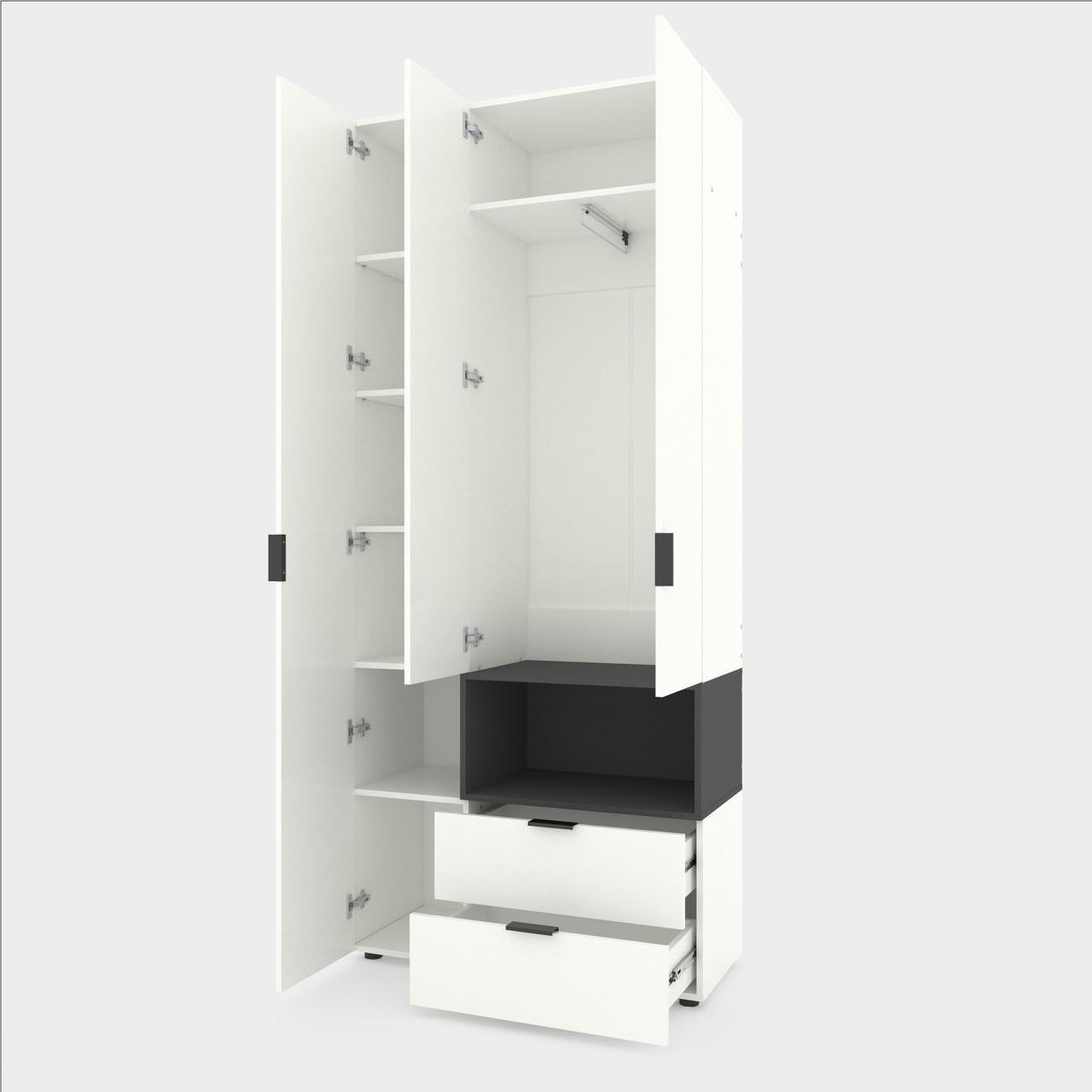 Шафа Metkas Home A002R ЛДСП 1000x420x2300 мм Білий Сніг/Антрацитовий - фото 1 Шафа Metkas Home A002R ЛДСП 1000x420x2300 мм Білий Сніг/Антрацитовий - фото 1