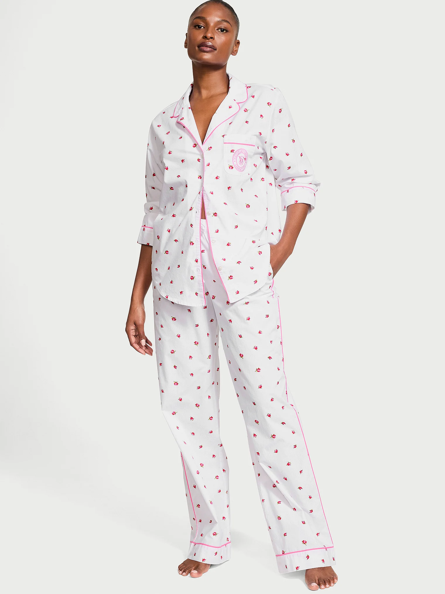 Піжама жіноча Victoria's Secret Cotton Long Pajama Set бавовняна S Білий (20942360)