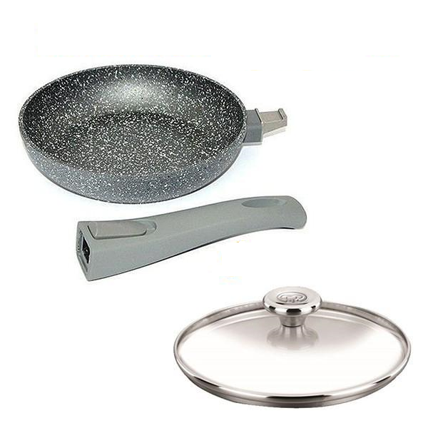Сковорода Fissman Rock Stone 20 см AL-4362.20 с крышкой Korkmaz 20 см (A633)