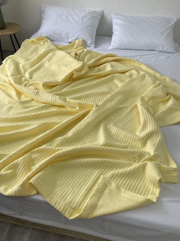 Покрывало хлопковое Косичка 120х200 см Желтый - фото 2