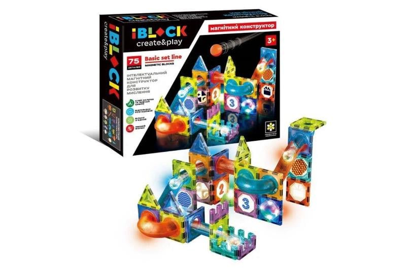 Конструктор магнітний Iblock pl-921-255 75 деталей (Кон9255 simb L)