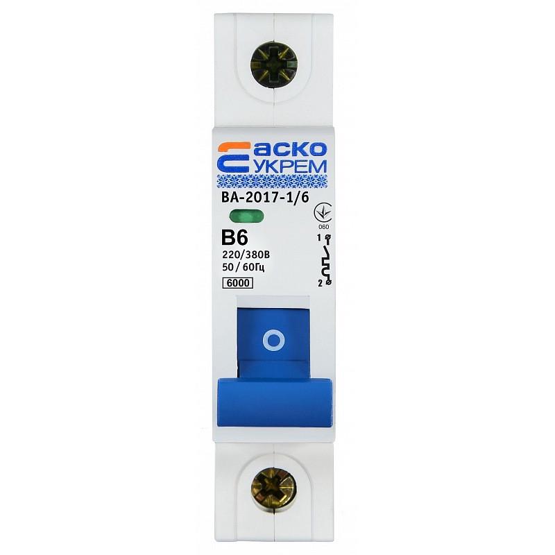 Автоматический выключатель Аско-Укрем ВА-2017/B 1 полюс 6А тип B A0010170049 (51573)