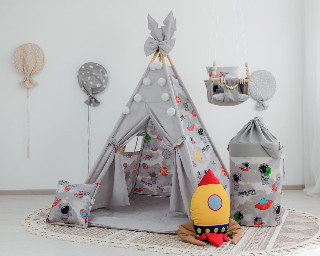 Вігвам дитячий Космос з килимком і подушками з кошиком для білизни - фото 3 Вігвам дитячий Космос з килимком і подушками з кошиком для білизни - фото 3