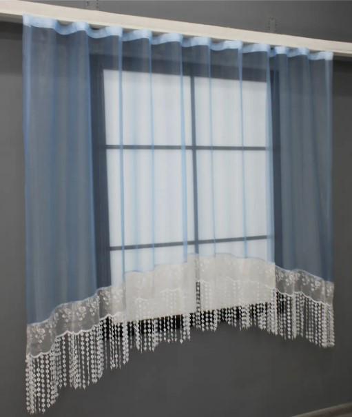 Гардина з аркою органза 260х150 см Блакитний (000к 51-204) - фото 3 Гардина з аркою органза 260х150 см Блакитний (000к 51-204) - фото 3