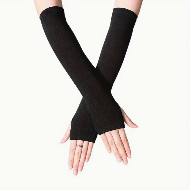 Рукавички-мітенки жіночі з довгими рукавами без пальців для зап'ястя і ліктя One Size (1312/2)