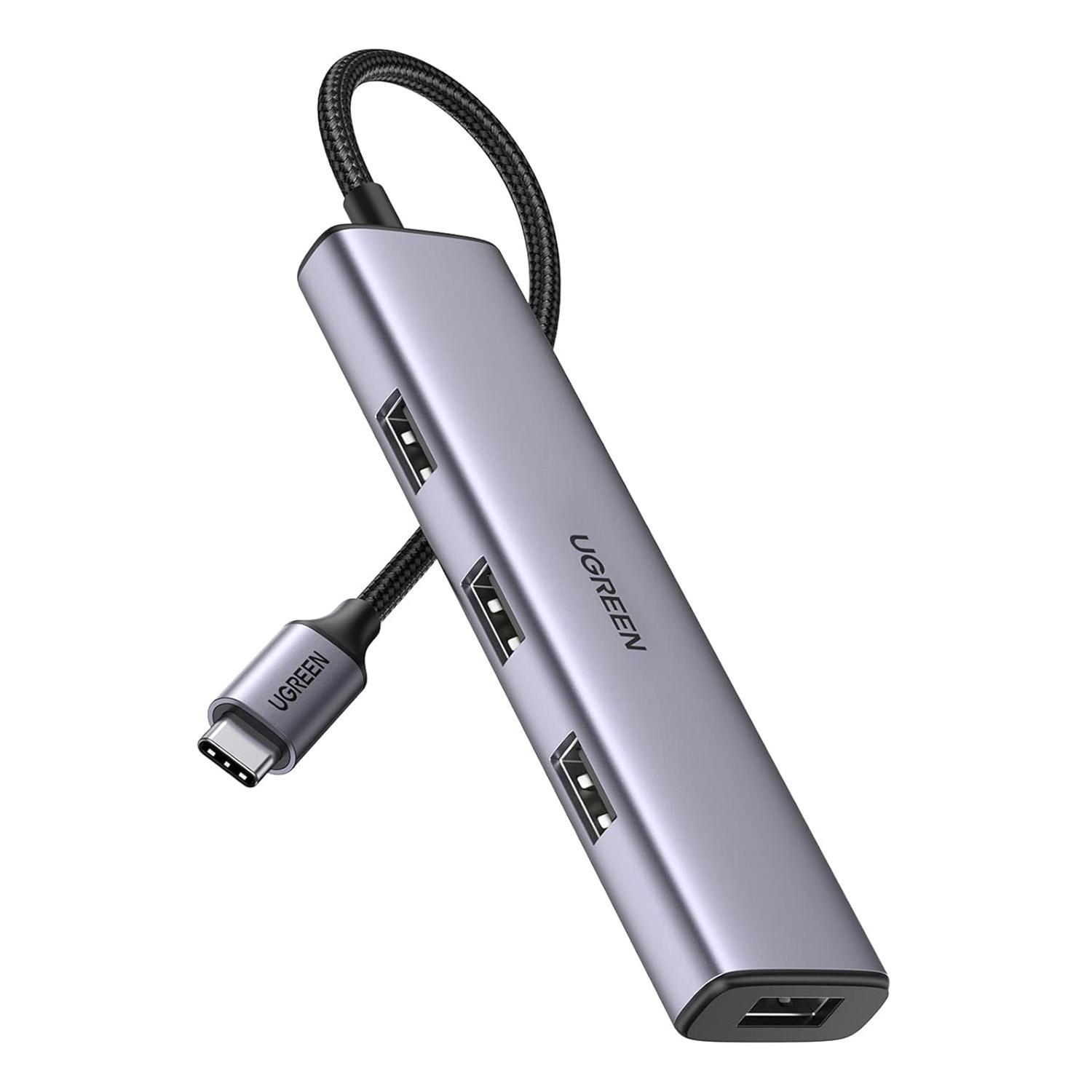 USB-хаб USB-C UGREEN CM473 4 порта USB 3.0/20 см Серый (20841)