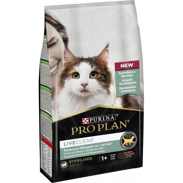 Корм сухий для стерилізованих котів Purina Pro Plan LiveClear для зменшення алергенів на шерсті з лососем 1,4 кг (7613287232700)