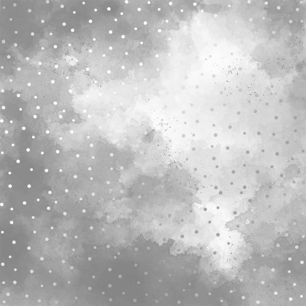 Лист паперу односторонній Silver Drops із срібним тисненням 30,5х30,5 см Grey/Watercolor