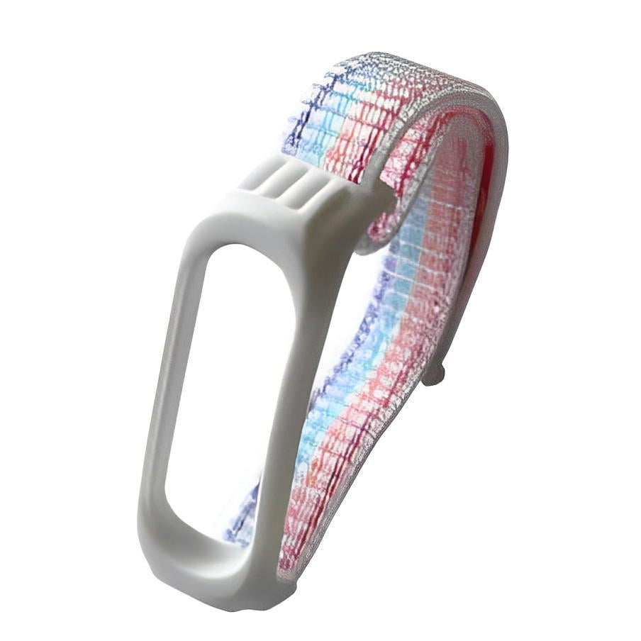 Ремешок для фитнес браслета Xiaomi Mi Band 3 4 Nylon Silicone Rainbow White