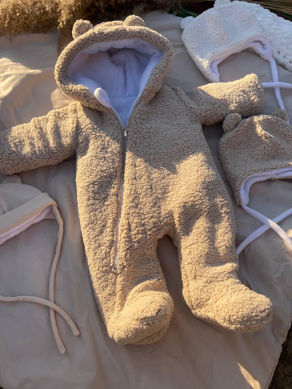 Зимний комбинезон для младенцев Тедди 74 см Бежевый (24479825)