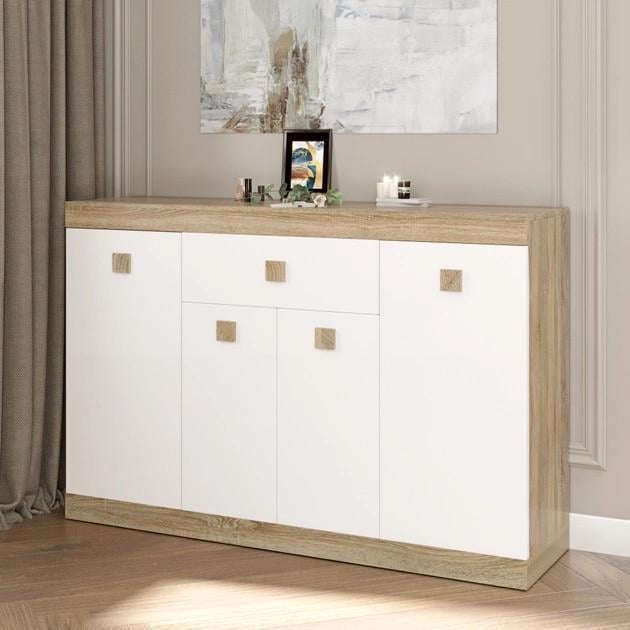 Комод Еверест Соната-7 140х38х94 см Дуб сонома/Белый (EVR-20157)