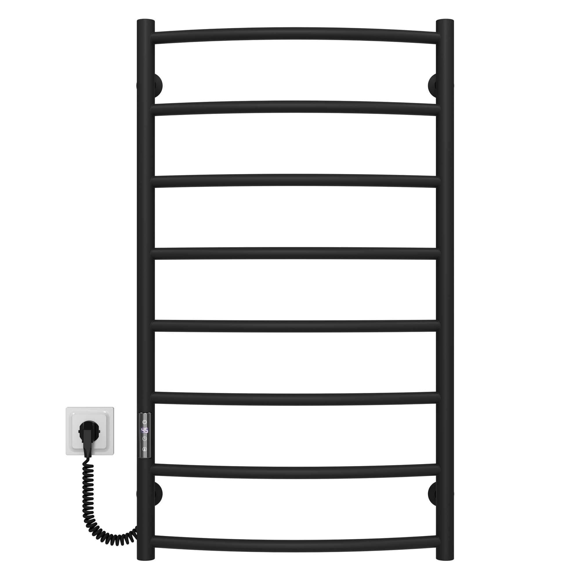 Полотенцесушитель электрический Deffi Классик П8 JD03 левое подключение нержавеющая сталь 500х900 мм Черный (C.DK.90.50.8.E.B.L.1)