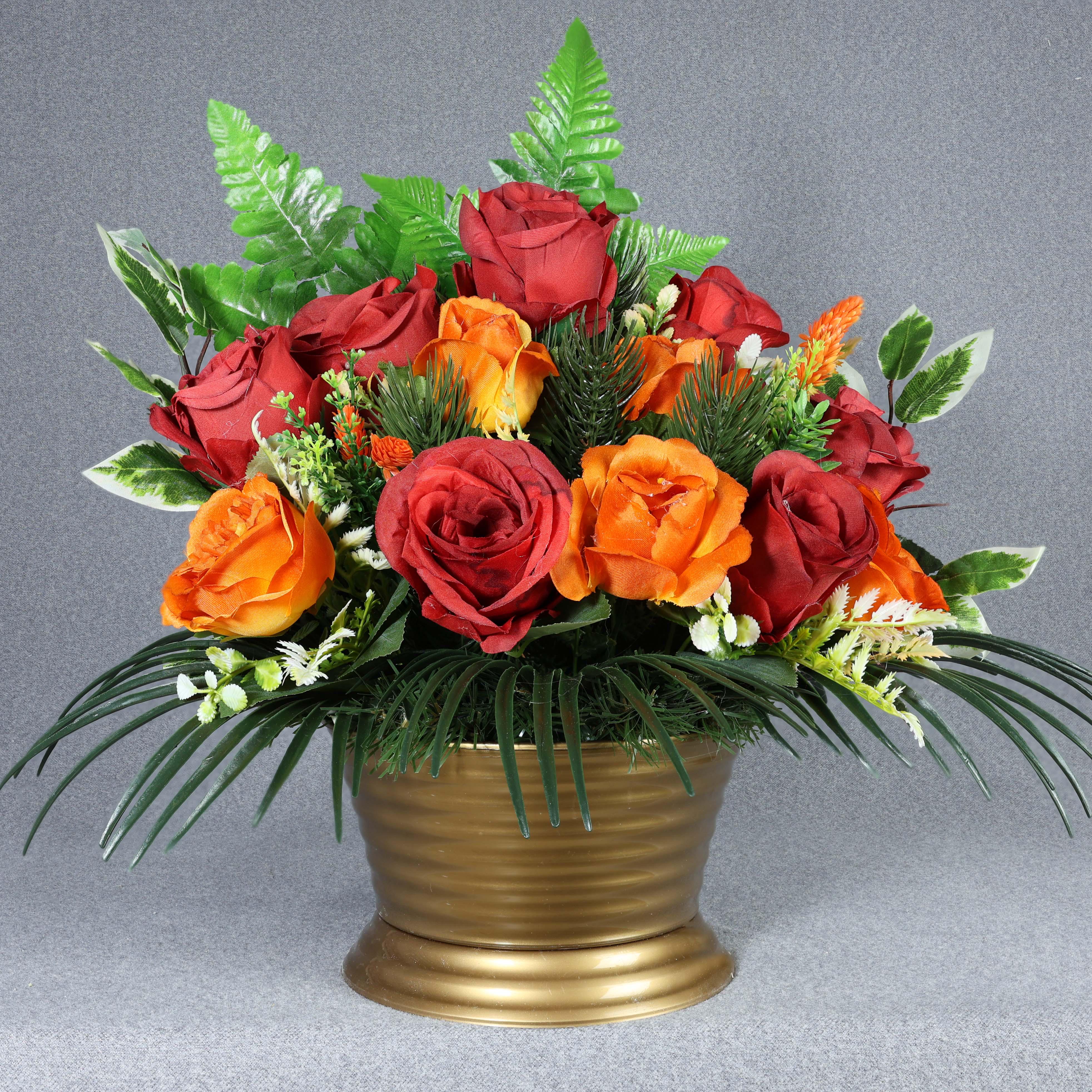 Композиція GALA DECOR зі штучних троянд та зелені в кашпо