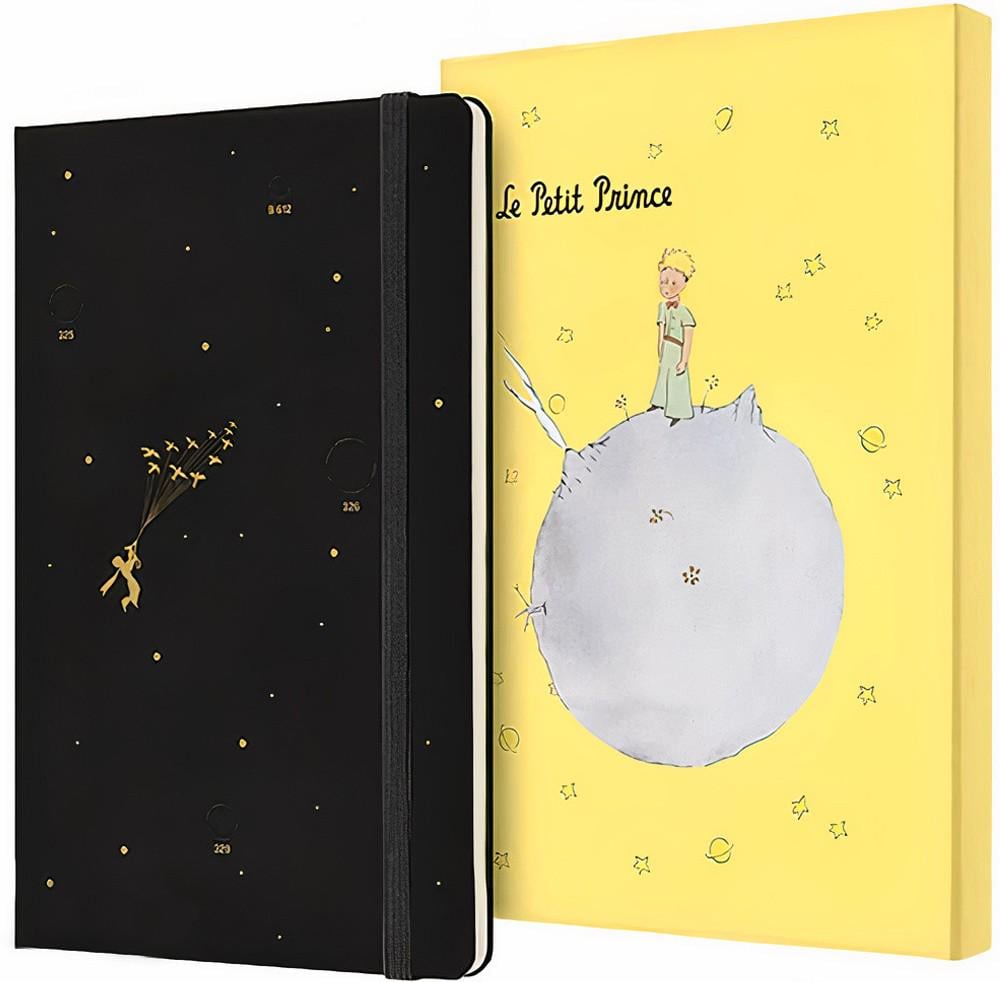 Записная книжка Moleskine Le Petit Prince средняя линейка в подарочном боксе Черный (LEPP04QP060BOX)