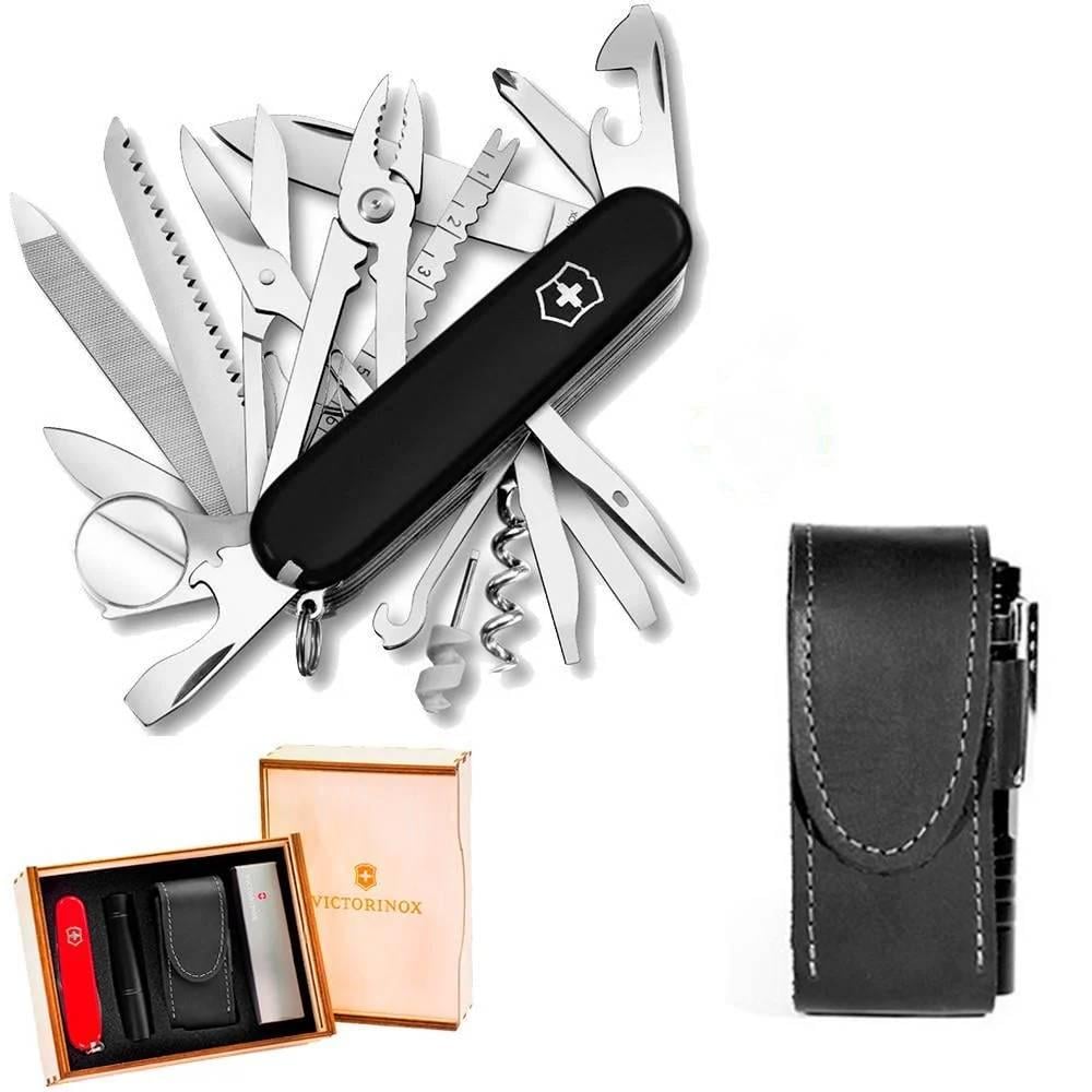 Комплект ніж швейцарський Victorinox SwissChamp та чохол з ліхтариком Black (1.6795.3) - фото 1