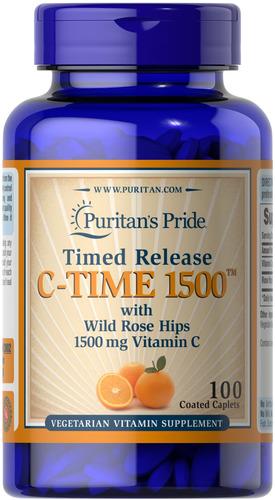 Витамин С Puritan's Pride Vitamin C-1500 мг with Rose Hips Timed Release 100 caplets (2802)