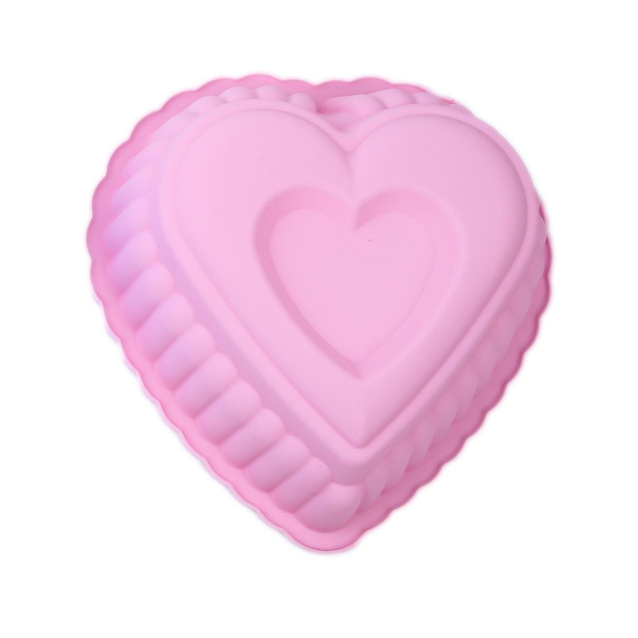 Форма силиконовая для выпечки Сердце двойное 24х23 см Розовый (2358978602)